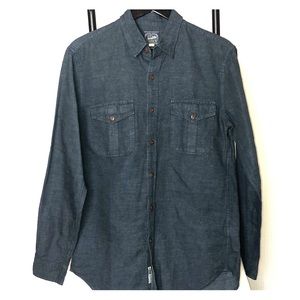 J Crew NY Linen WorkShirt Dk Gray Med